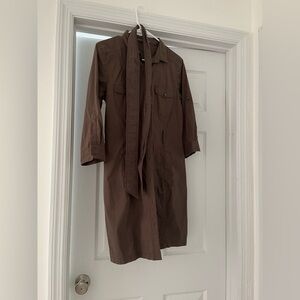 Zara Basic Khaki Button MIDI Dress with Belt